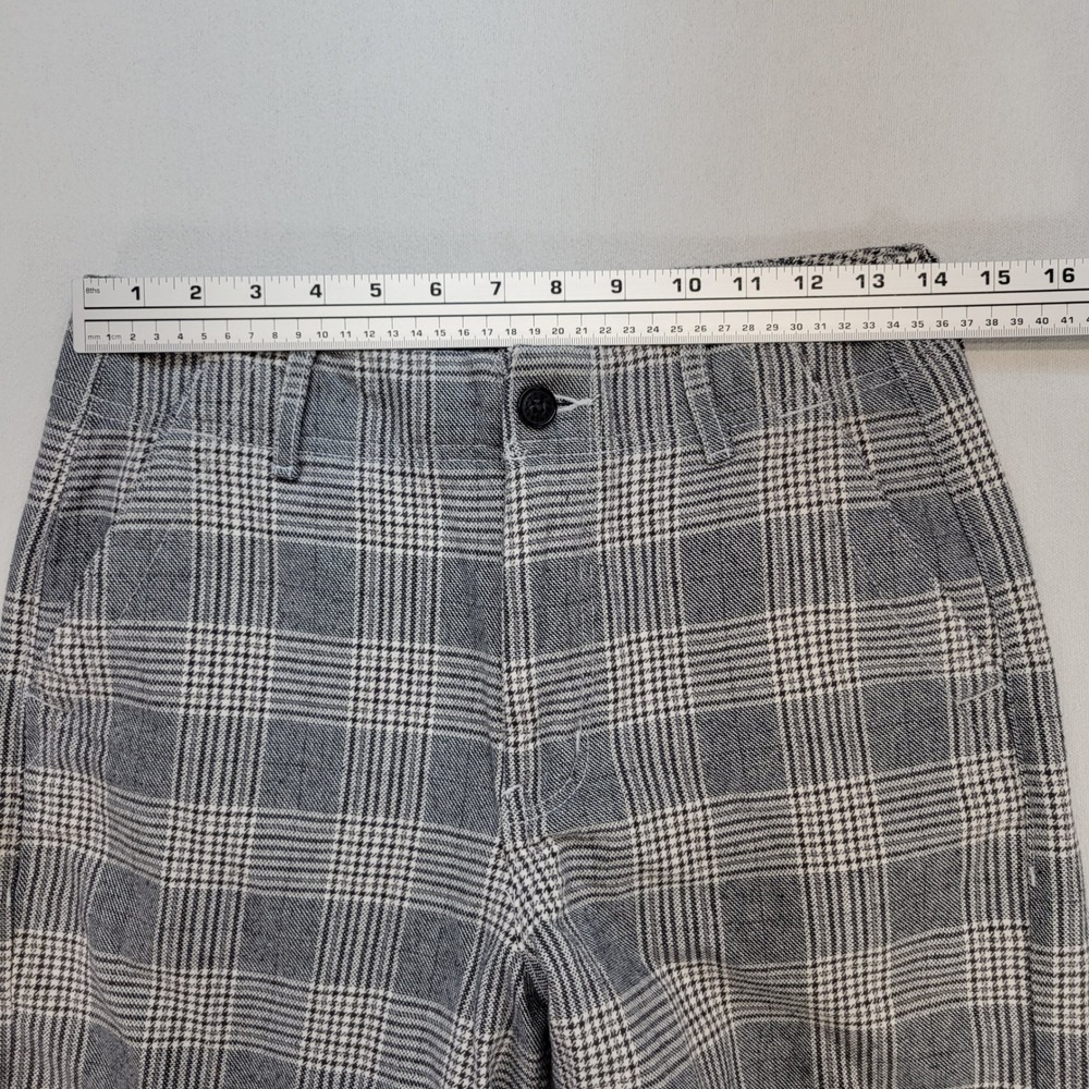 American Eagle Wide Leg Pants Womens 4 Gray Plaid Super High Rise Baggy Trousers - Picture 9 of 12